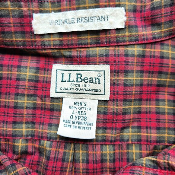 LL Bean Plaid Shirt Men's Large Regular Wrinkle Resistant Long Sleeve Button Up - Picture 3 of 9